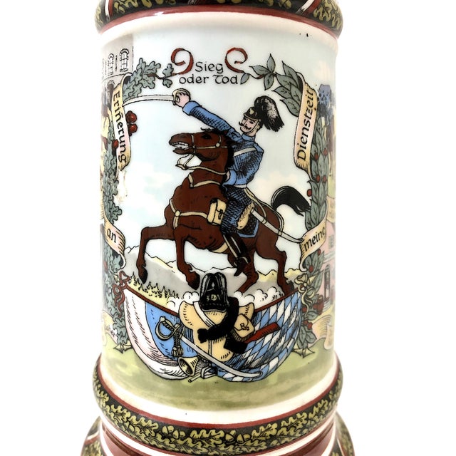 Commemorative Early 20th-Century German Reservist Stein in Porcelain and Pewter For Sale - Image 9 of 18