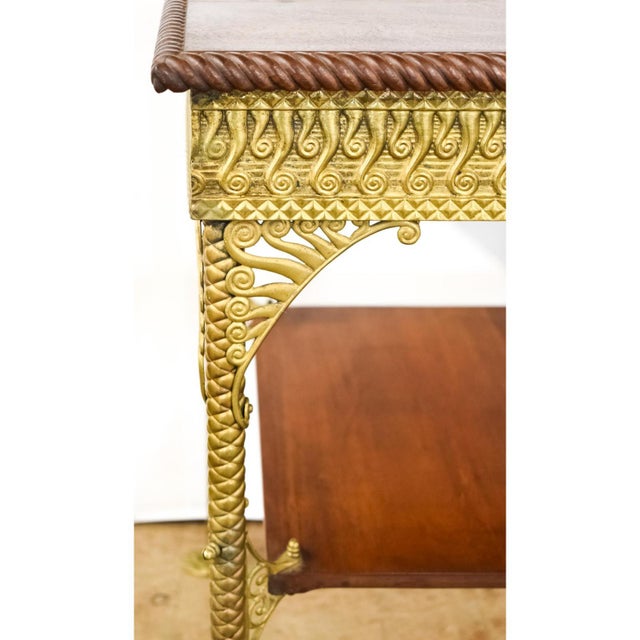 Late 19th Century Asthetic Movement Mahogany / Bronze Parlor Table For Sale - Image 4 of 5