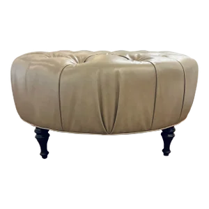 Norwalk Tufted Taupe Faux Leather Cocktail Ottoman