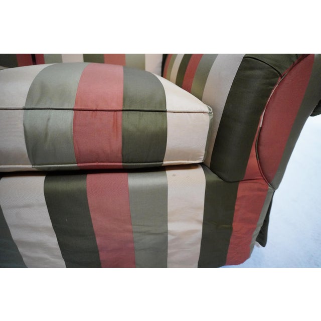 Late 20th Century Custom Edward Ferrell Silk Stripe Loveseat For Sale - Image 11 of 18