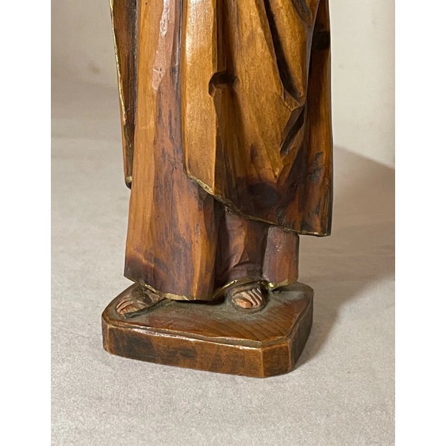 Vintage Hand Carved Painted Italian Wood Joseph Baby Jesus Sculpture Statue For Sale - Image 11 of 12