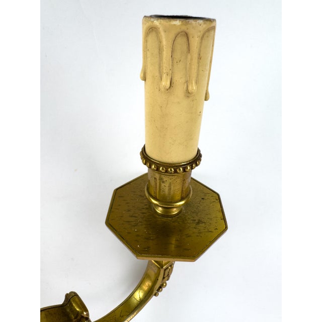 Vintage Louis XVI Brass Wall Sconce For Sale - Image 16 of 18