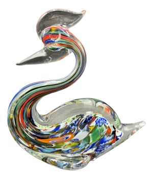 Murano Duck Sculpture with Colored Murrine in Blown Glass