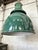 1940s British made large size racing green enamel industrial factory lights by Simplex. These types of lamp shades were...