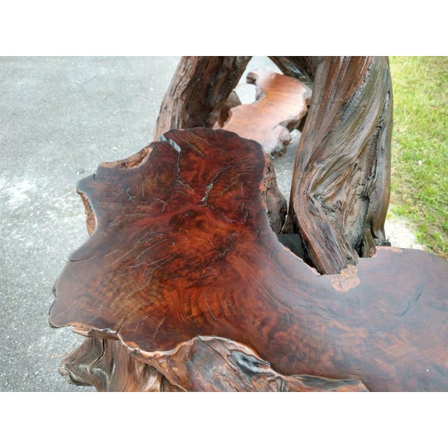 Late 20th Century Live Edge Burl Wood Bar Console Table | Chairish