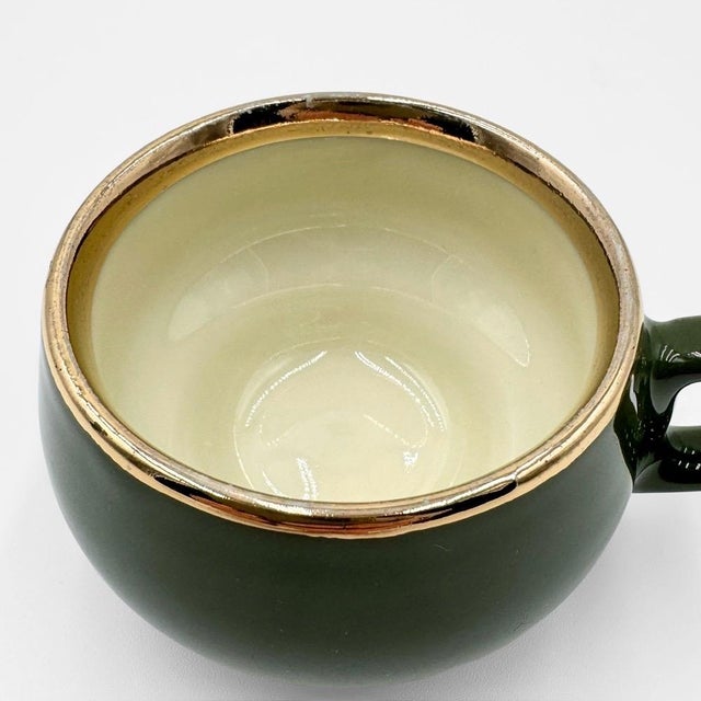 Empire Green Espresso Cups with Gold Trim by Helvetia Express, 1970s, Set of 10 For Sale - Image 4 of 9