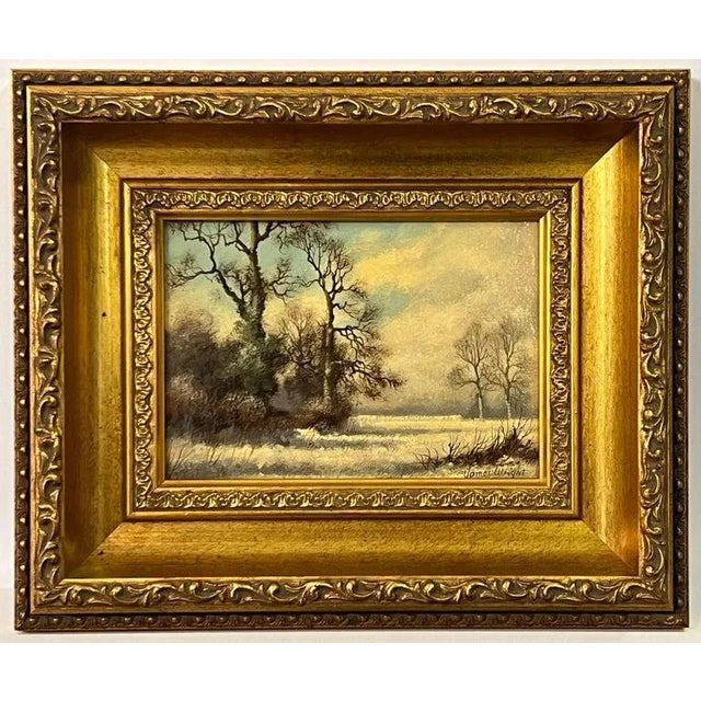 Realism James Wright, Winter Landscape Snow Scene in the English Countryside by 20th Century Artist, 1980 Circa For Sale - Image 3 of 7