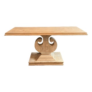 Reclaimed Wood Console Table With Decorative Scrolled Base For Sale