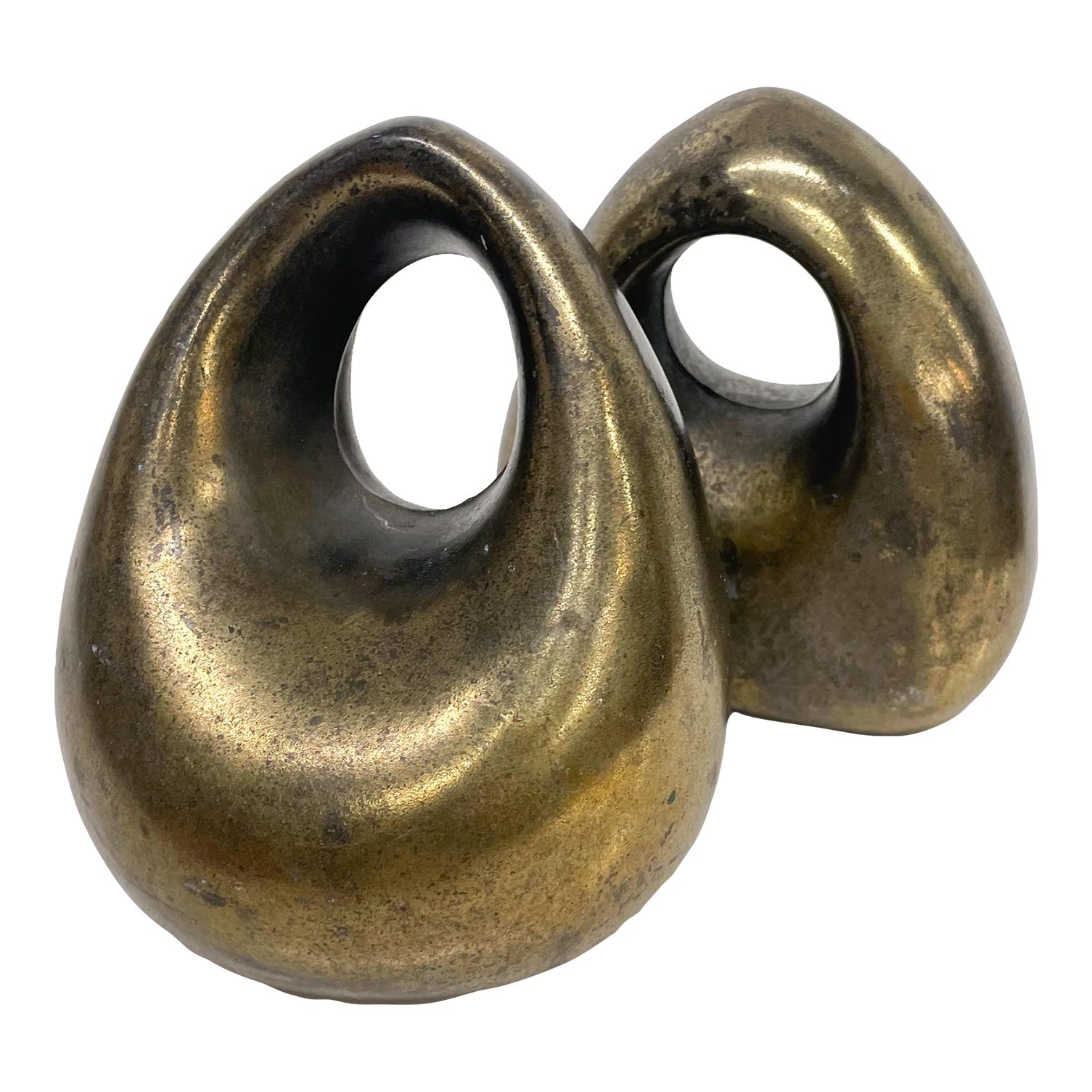 Vintage 1950s JenfredWare Ben Seibel Modern Brass Orb Bookends a