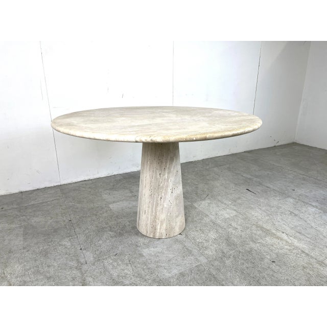 Travertine Dining Table in the style of Angelo Mangiarotti, 1970s For Sale - Image 10 of 11