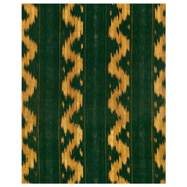 Mind the Gap Vintage Ikat Topiary Green Wallpaper For Sale