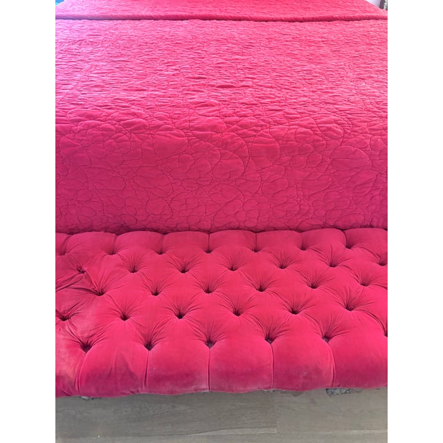 Vintage Hollywood Regency King Bed & Matching Tufted Velvet Bench For Sale In San Diego - Image 6 of 12