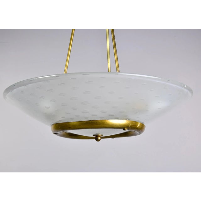New Three Light Vecchio Chandelier in Brass With Murano Bubble Glass Shade For Sale In Detroit - Image 6 of 10