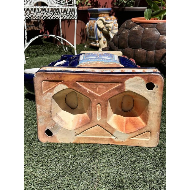 Glazed Terracotta Elephant Stool or Planter, 1960s For Sale - Image 6 of 17