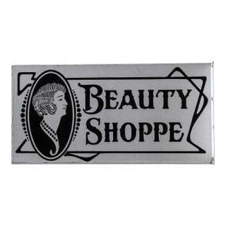 Antique Double-Sided Porcelain Beauty Shoppe Sign For Sale