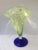 Art Deco Blenko Art Glass Art Deco Fan Shape Two Tone Color of Deep Sapphire Blue & Light Green Vase For Sale - Image 3 of 13