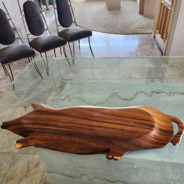1970s Piggy Party Platter Wood Serving Tray Charcuterie For Sale - Image 11 of 12