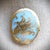 Limoges Hand-Painted Art Nouveau Aqua Porcelain and Gold Leaf Oval Antique Brooch Pin For Sale - Image 4 of 8