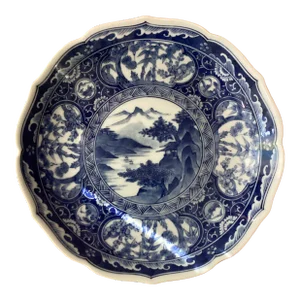 Vintage Mid 20th Century Japanese Porcelain Blue Heron Emporium Bowl