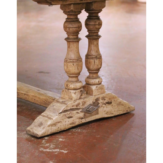 Mid 19th Century 19th Century French Bleached Oak Single-Plank Refectory Table With Baluster Legs For Sale - Image 5 of 9