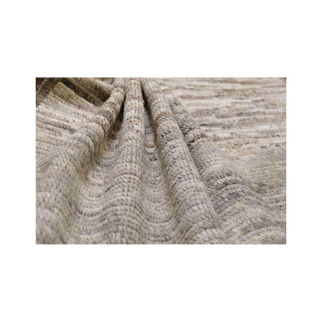 1960s Taupe & Brown Hand Knotted Wool Rug For Sale - Image 5 of 6