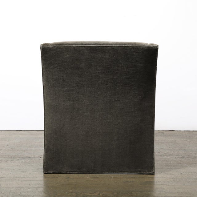 Mid-Century Angular Club Chairs W/ Polished Nickel Supports For Sale In New York - Image 6 of 10