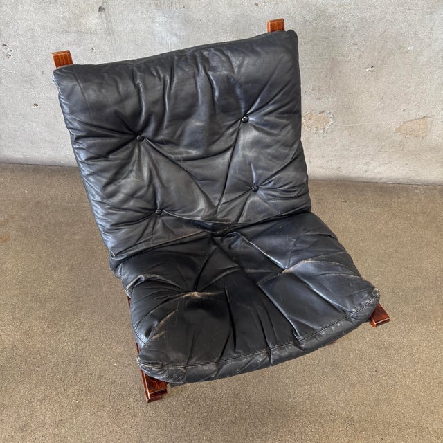 Wood Vintage 1960s Black Leather Westnofa Siesta Chair For Sale - Image 7 of 12