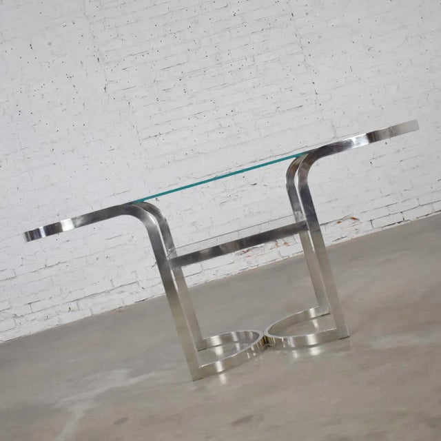 Chrome Mid-Century Modern to Modern Polished Chrome Oval Sofa or Console Table For Sale - Image 8 of 12