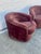 Postmodern Pair of Vintage 1970s Chocolate Brown Velvet Barrel Club Chairs With Ruched Backs For Sale - Image 3 of 12