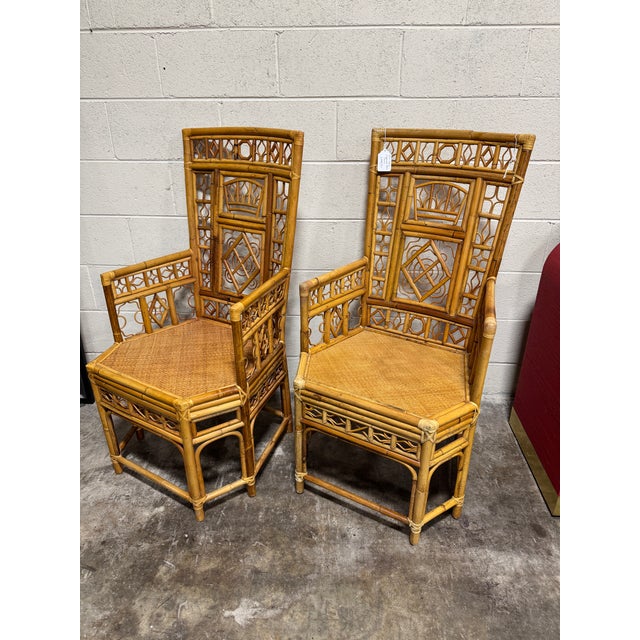 Rare and hard to find! Solid bamboo and wicker. Seats and frame are super solid. Leather wrapped joints. Great vintage...