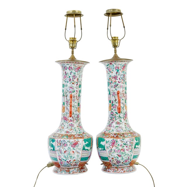 Silver Large Chinese Cantonese Vase Lamps, 1910, Set of 2 For Sale - Image 8 of 11