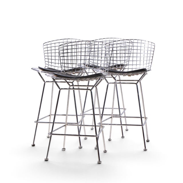 Mid-Century Modern Harry Bertoia for Knoll Mid Century Chrome Bar Stools - Set of 4 For Sale - Image 3 of 13