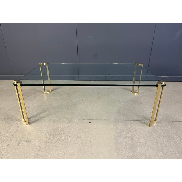 Gold Brass and Glass Coffee Table in the style of Peter Ghyczy, 1970s For Sale - Image 8 of 13