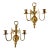 Brass Double Arm Candlestick Sconces - A Pair For Sale