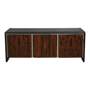 John Stuart Mid-Century Modern Ebony Chrome and Wood Dresser With Mirror