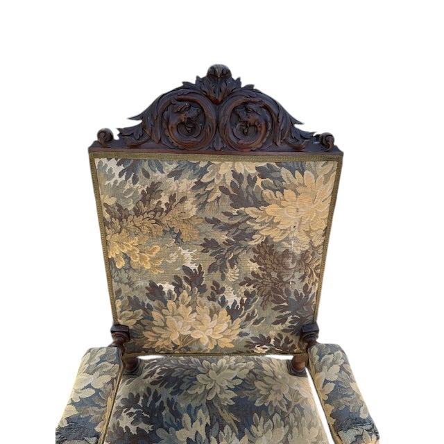 Brown 19th Century Pair of Walnut French Carved Arm Chairs For Sale - Image 8 of 12