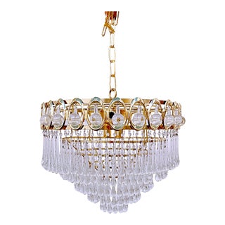 Vintage Mid-Century Czechoslovakian Gold Plated Upside Down Chandelier For Sale