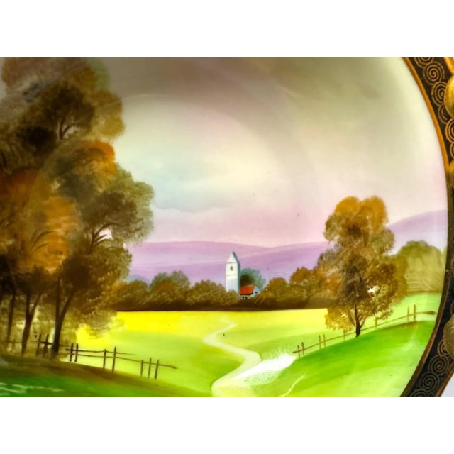 Traditional Nippon Morimura Bros. 8" Gilt Handled Bowl, Pastoral Scene, 1911-1912 For Sale - Image 3 of 8