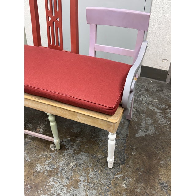 Upcycled Mixed-Chair Bench For Sale - Image 4 of 12