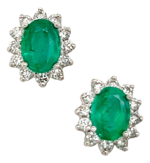 Natural Emerald Diamond Earrings 14k Gold 1.9 TCW Certified