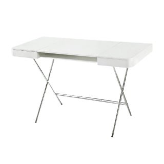 Cosimo Desk with White Mat Lacquered Top & Chrome Frame by Marco Zanuso Jr. for Adentro, 2017 For Sale