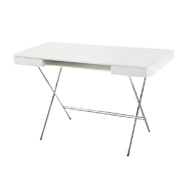 Cosimo Desk with White Mat Lacquered Top & Chrome Frame by Marco Zanuso Jr. for Adentro, 2017 For Sale