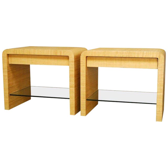 HarrisonVan Horn Style Raffia Waterfall Nightstands a Pair Chairish
