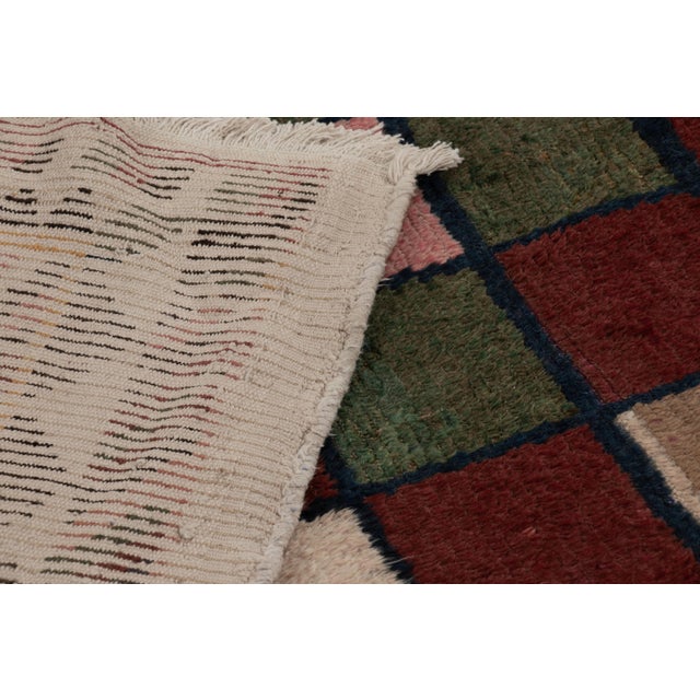 Beige Vintage Swedish Rya Rug, Multi-Color Checkerboard With Tribal Border - Rug & Kilim For Sale - Image 8 of 8
