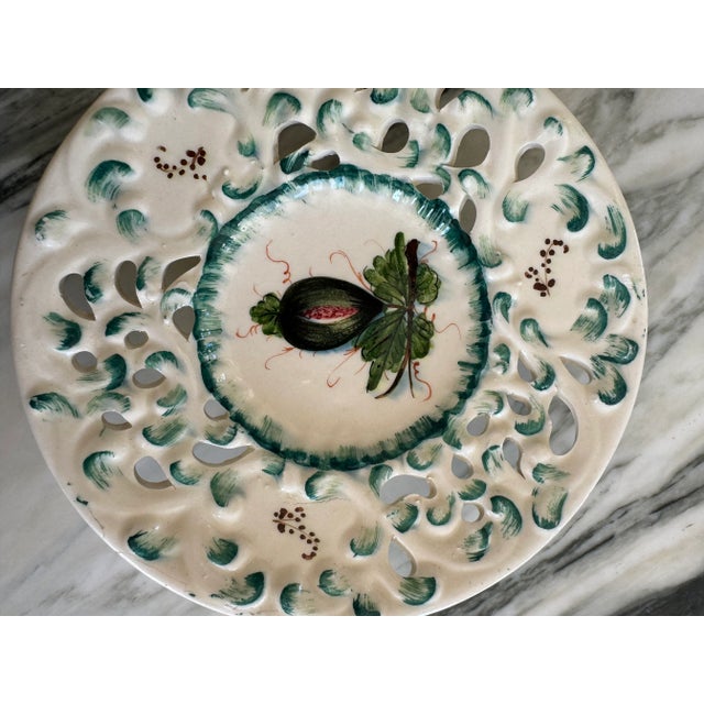 Ceramic LastCHANCE!Italian Reticulated Fig Motif Plate For Sale - Image 7 of 7