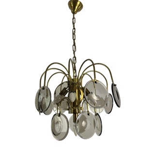 Murano Glass and Brass Chandelier by Vistosi, 1970s For Sale