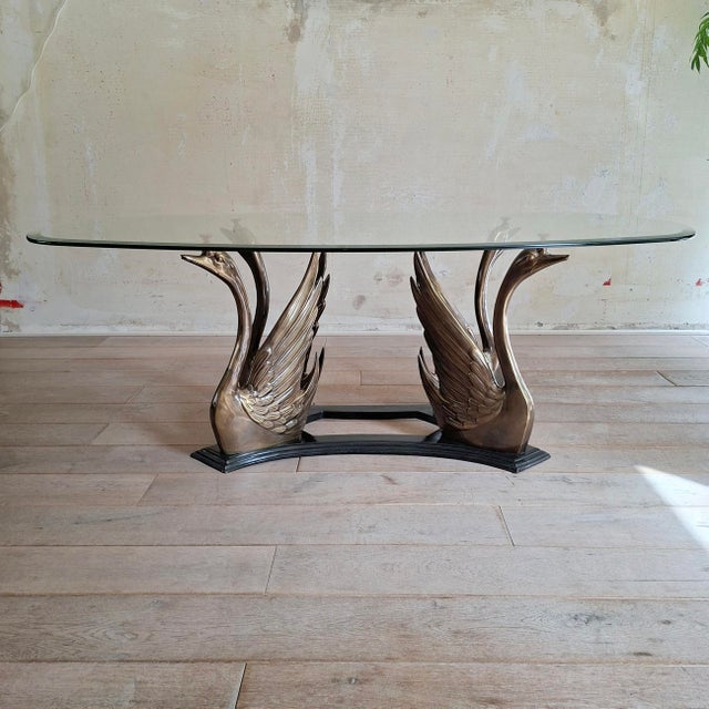 Black Brass Swan Coffee Table, 1970s For Sale - Image 8 of 8