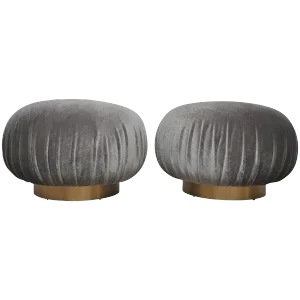 Pair of Adrian Pearsall Swivel Pouf Ottomans on Brushed Brass Bases