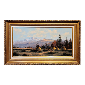 Heinie Hartwig -Indian Camp W/Teepees in the Rocky Mountains-Oil Painting