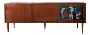 Mid-Century Teak Sideboard with Vigneron Ceramic Tile Front by Alfred Hendrickx, Belgium, 1960s